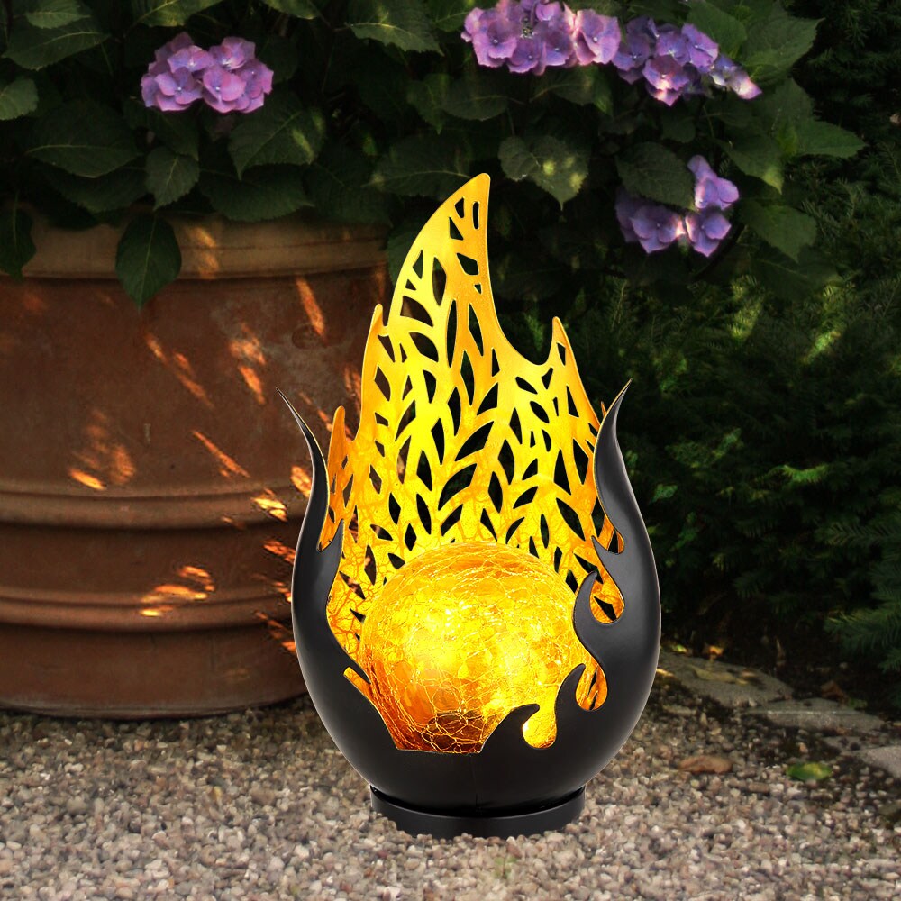 LED Solarleuchte, Wetterfest, schwarz, gold, Akku, H 26,5cm