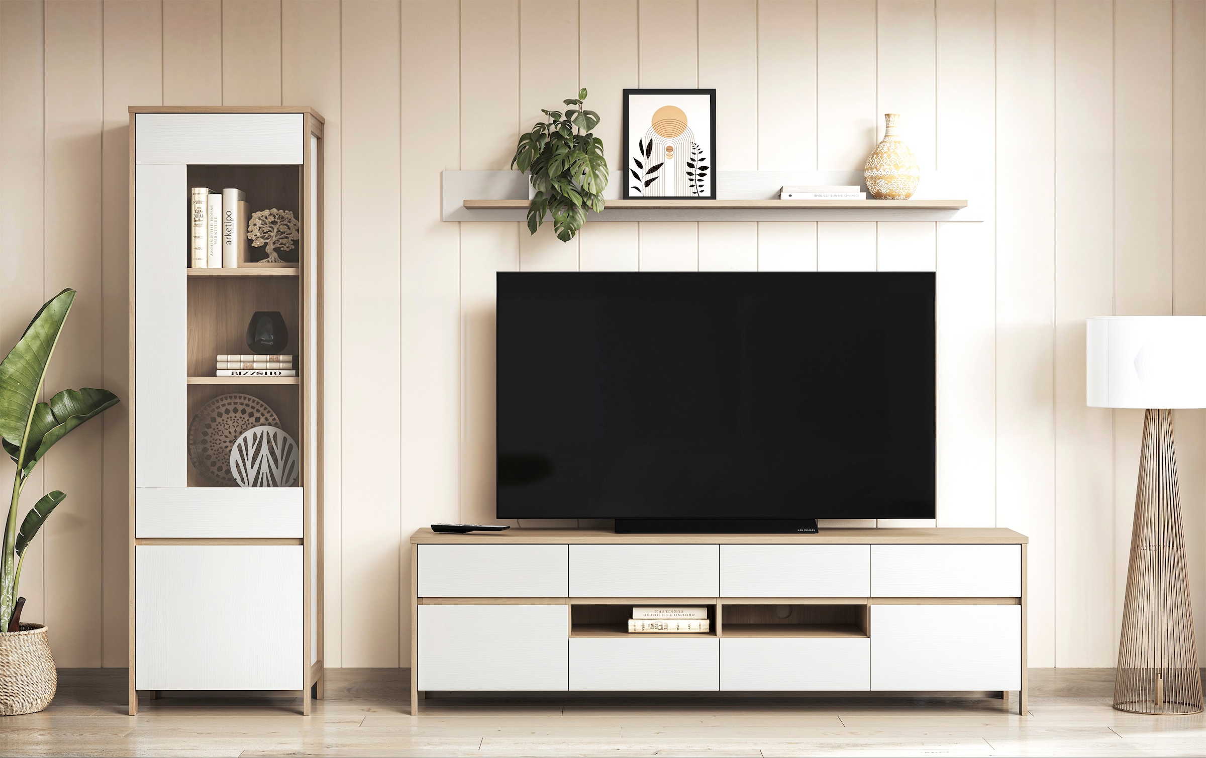 Home affaire TV-Schrank »Stranda, moderner TV-Unterschrank, Kommode im Scandi-Style, Lowboard« Rahmenoptik, ausreichend Stauraum, vielseitig einsetzbar, 193 cm breit