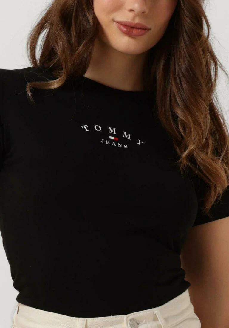 TOMMY JEANS zwarte tommy jeans t-shirt tjw slim essential logo