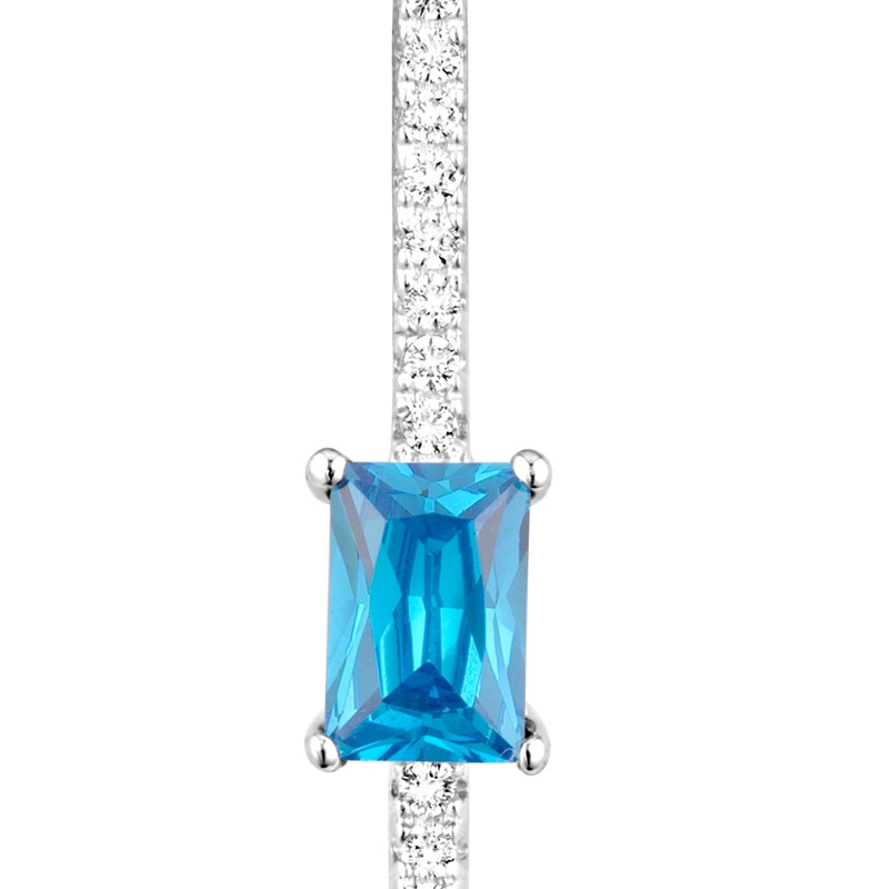 Pendentif en Argent 925 orné de 13 Cristaux Swarovski Zirconia Blancs et Bleu