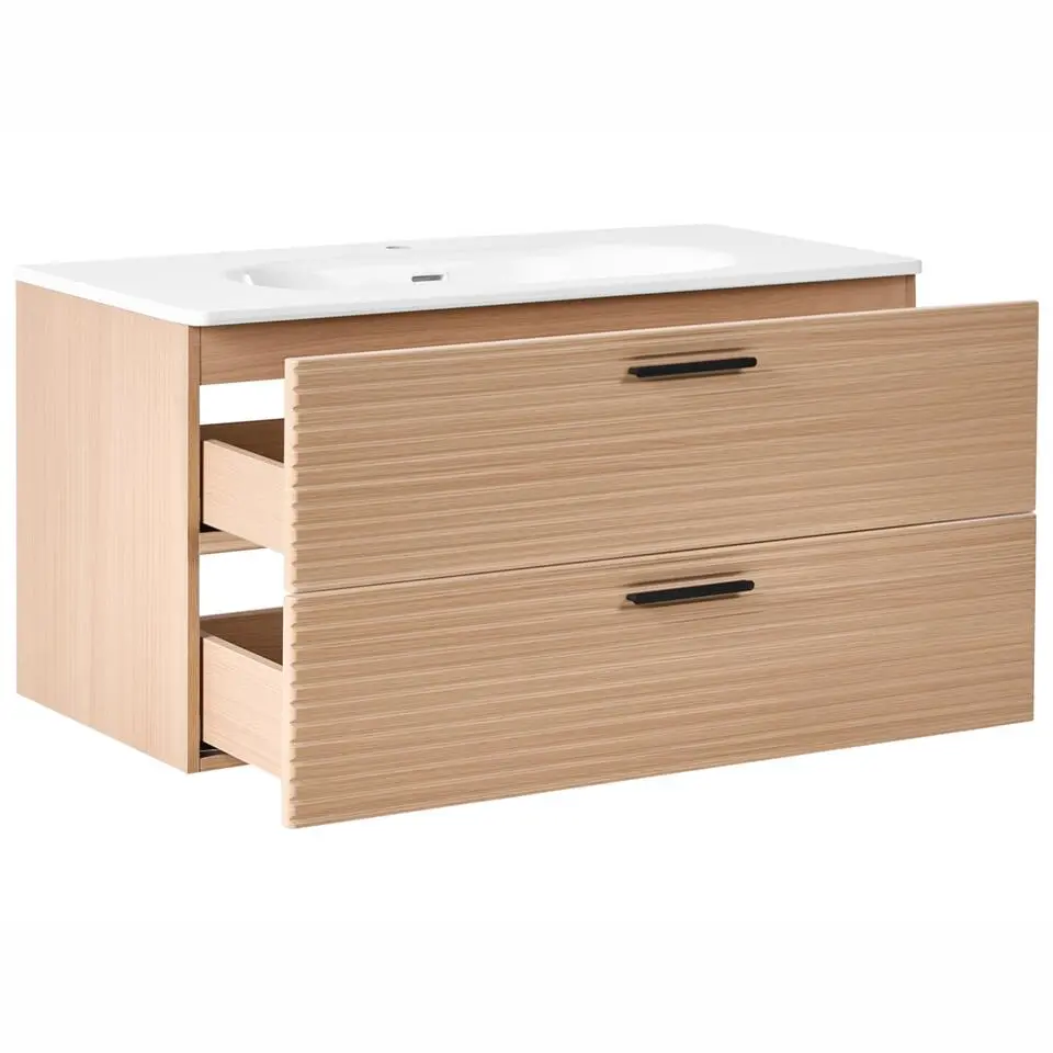 ARAPA - Wandgemonteerd meubel met wasbak - Lichtbruin - MDF