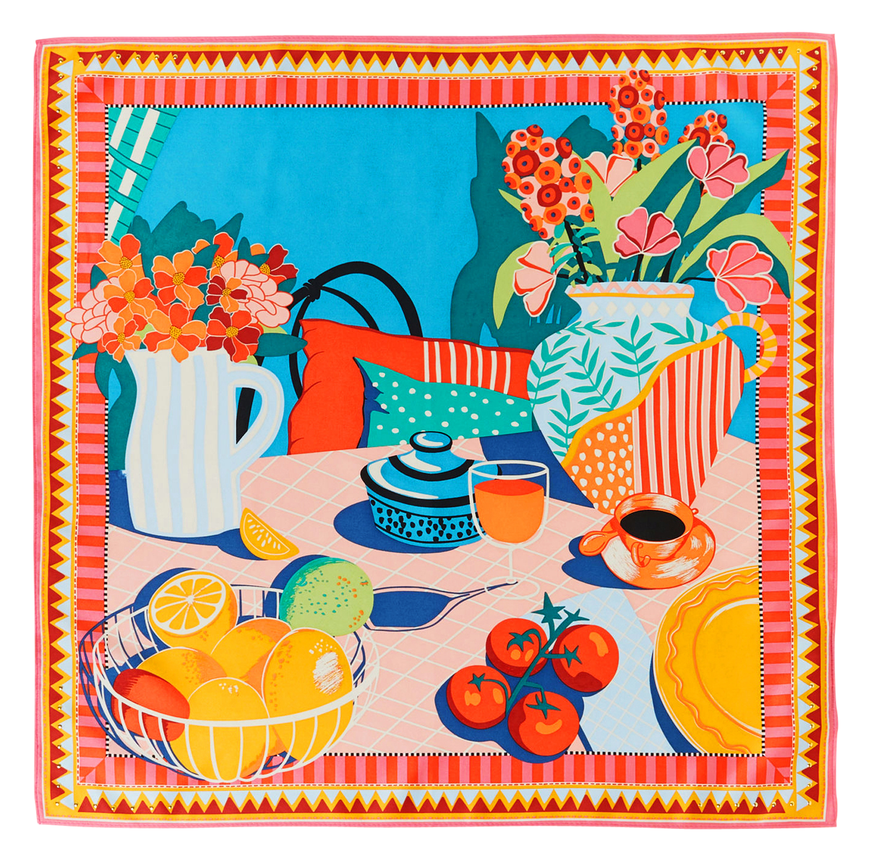 SIMONE - Foulard carré imprimé| Rose