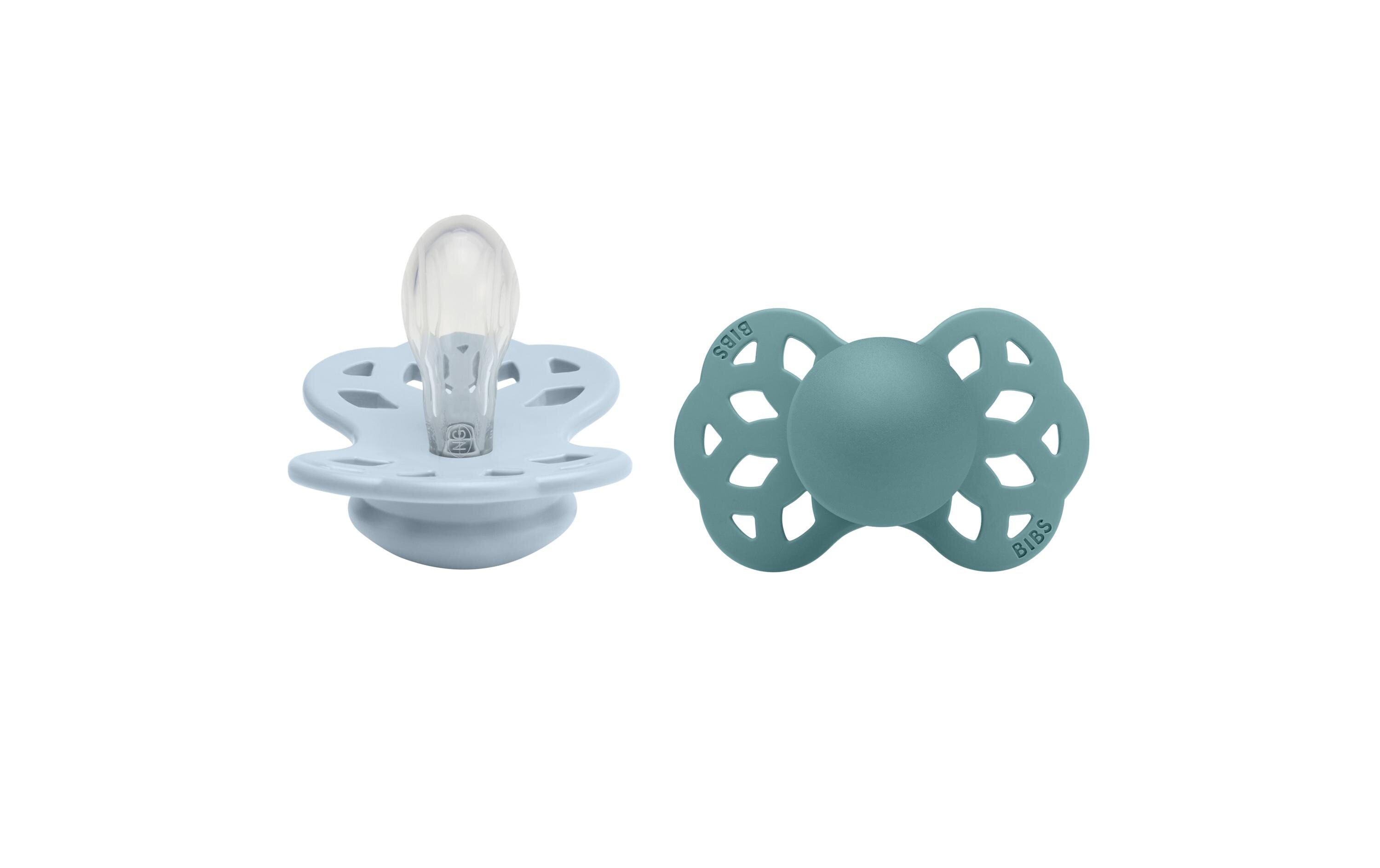 Nuggi symmetrisch 2er Set Babyblue/Island Sea 0-6 Mt.Doppelpack Schnuller für Babys