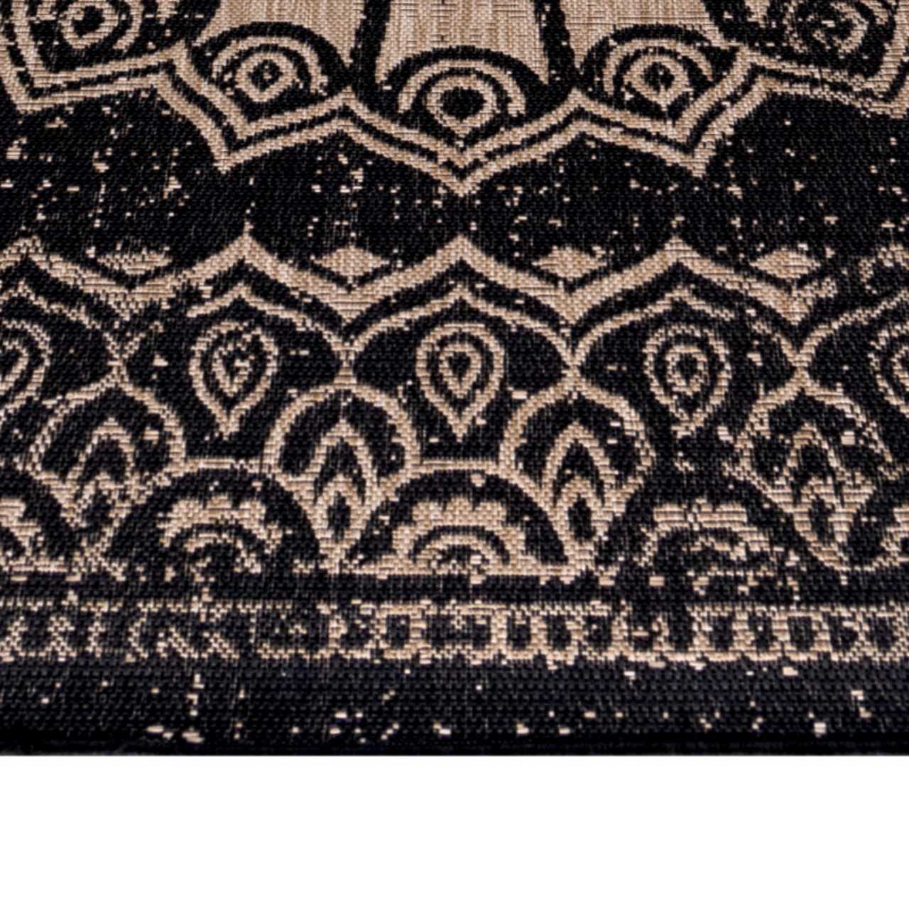 In Outdoor Teppich Beige, Vintage Design, Flachgewebe, Wetterfest