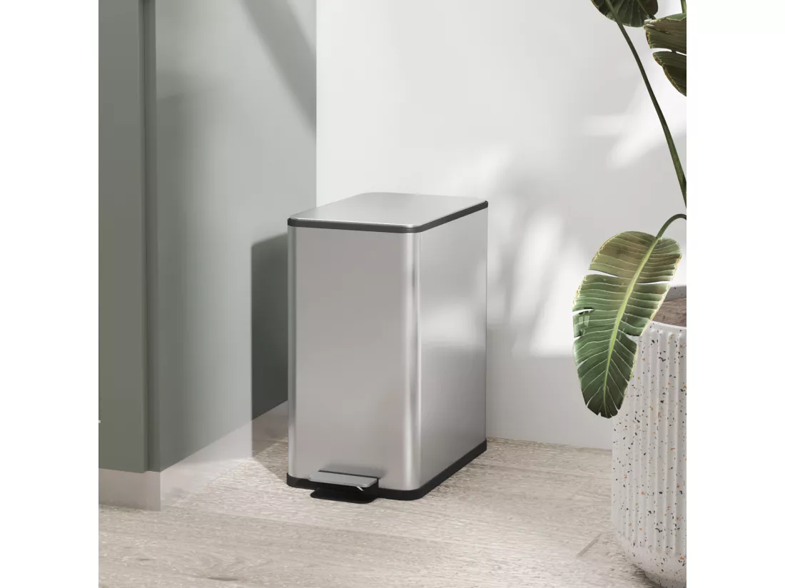 Poubelle de cuisine 10L - poubelle à pédale compartiment seau amovible - acier inox.