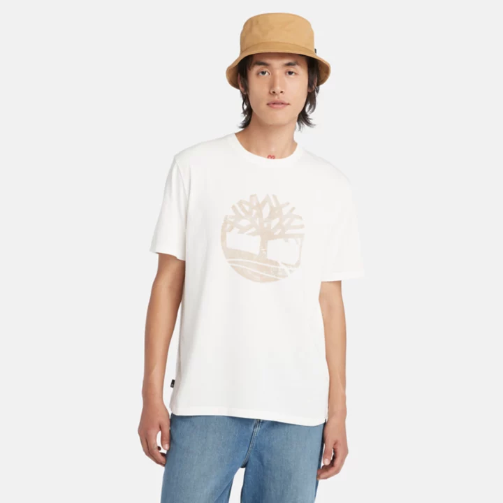 T-shirt à motif teint en pièce pour homme en blanc