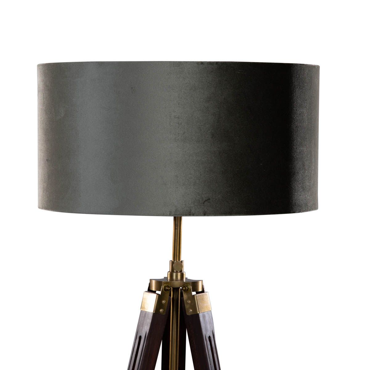 Vloerlamp messing tripod met velours kap groen 50cm - Cortin