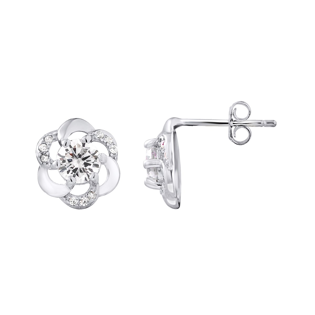 Boucles d'Oreilles FLEUR - Oxyde de zirconium - Argent 925