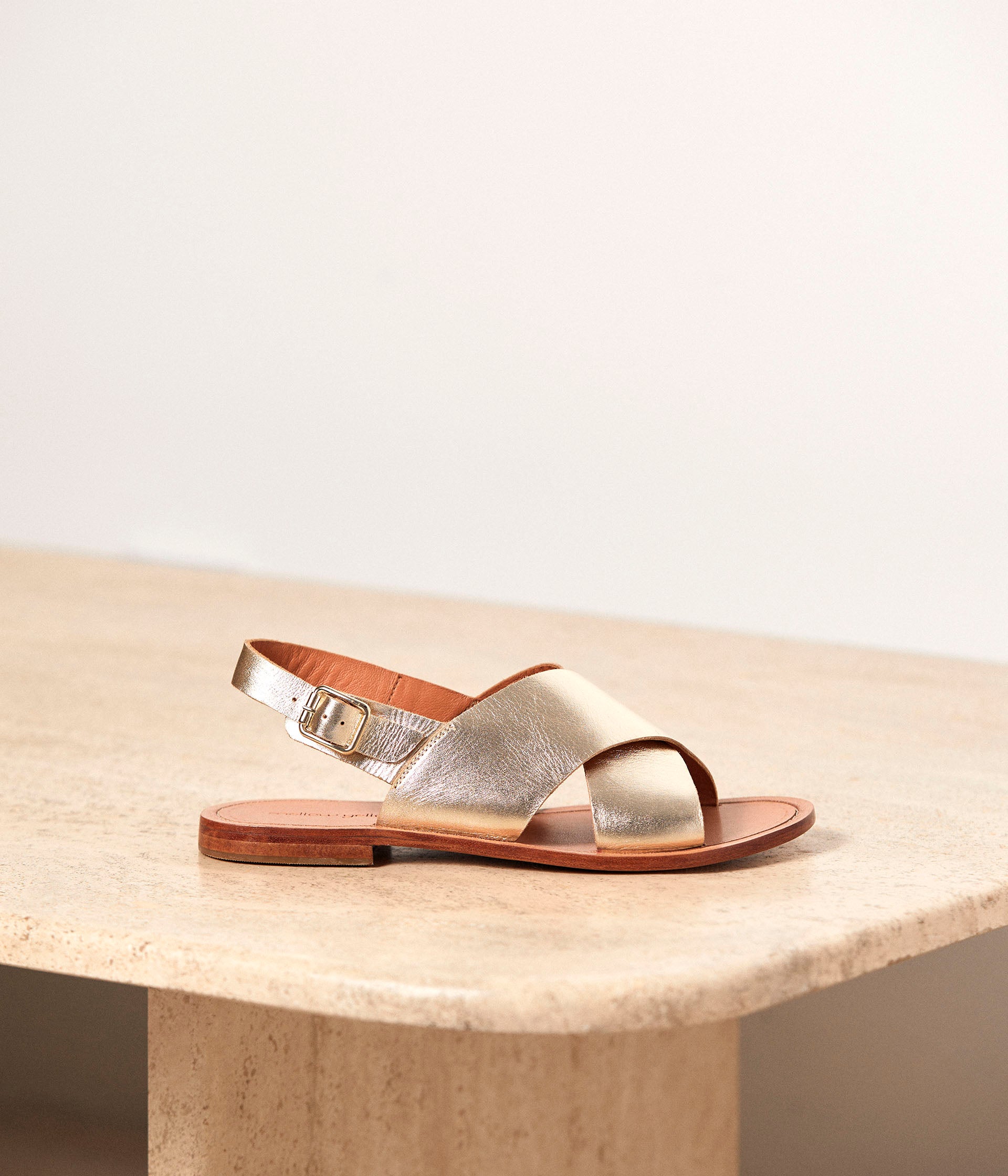 Sandales cuir doré Amina
