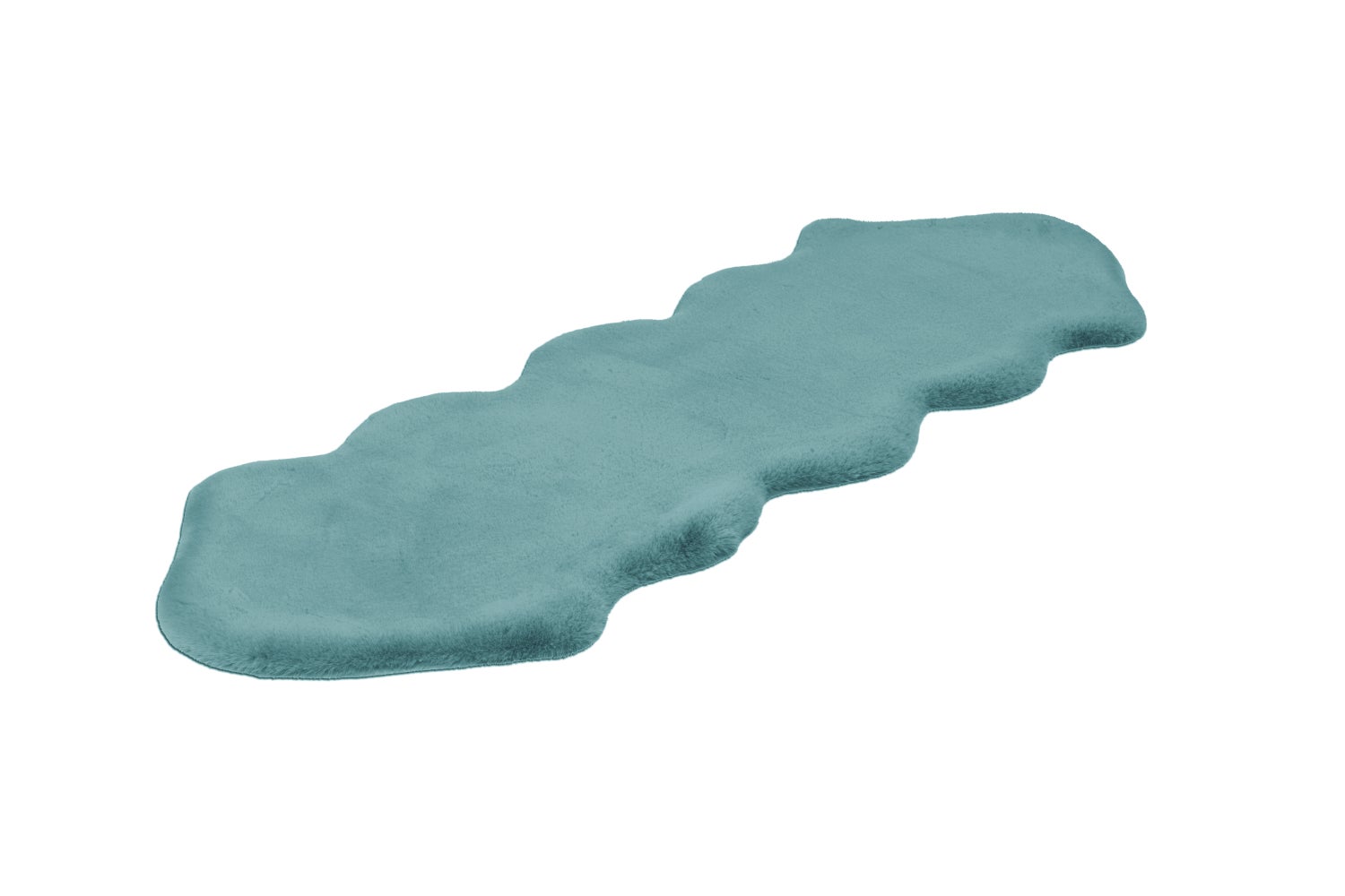 Silkara hoogpolig tapijt, turquoise, 35 mm, effen, handgetuft, 60 x 180 cm