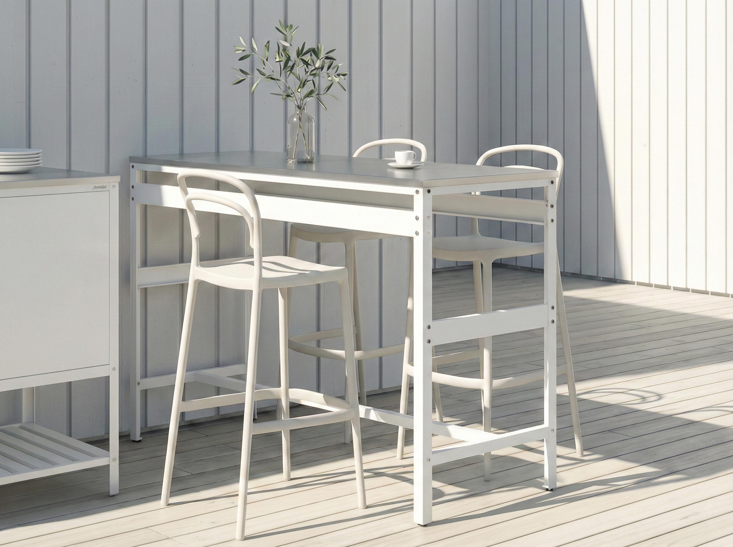 Tuin keukenset 2-delig met spoelbak MAENZA Metaal Wit