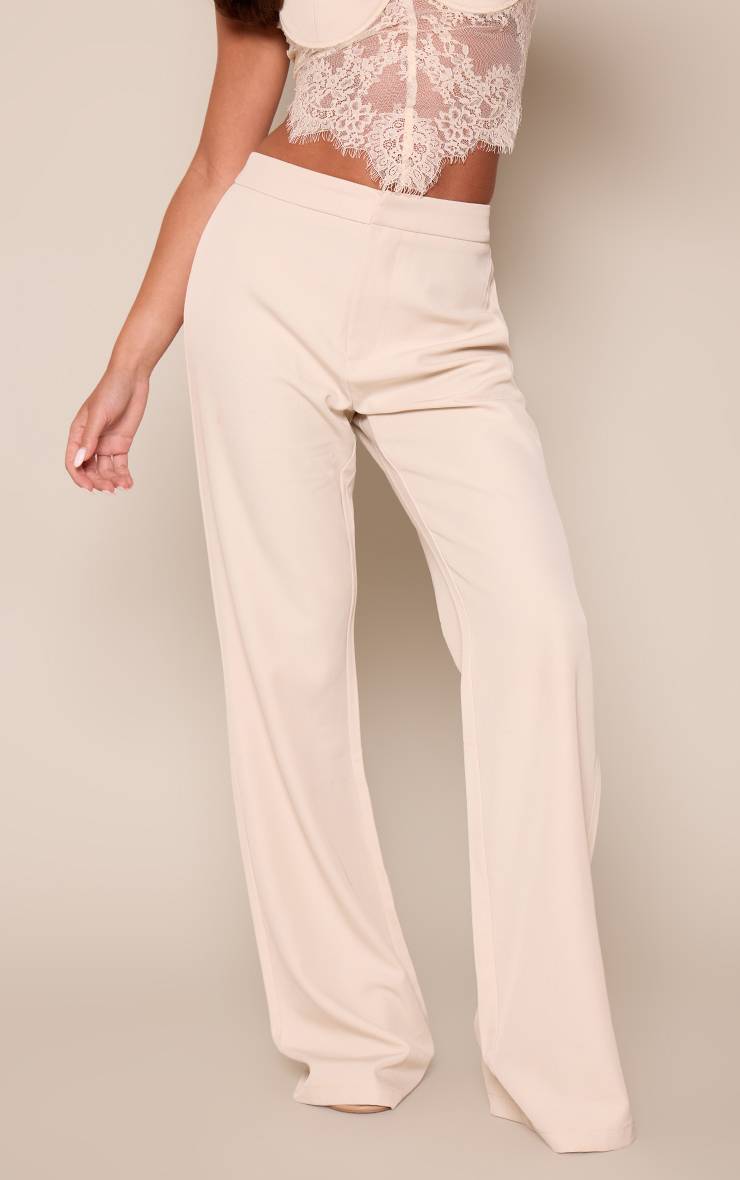 Crème Pantalon Taille Basse Tissé Co-ord Plt Label