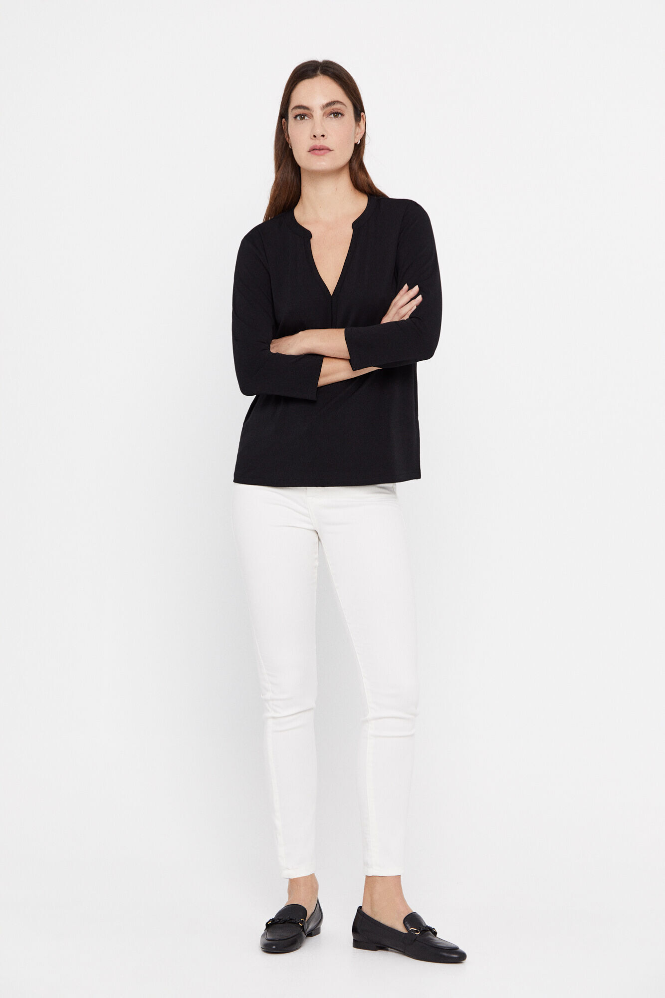 Blusa de malha com gola alta - Preta