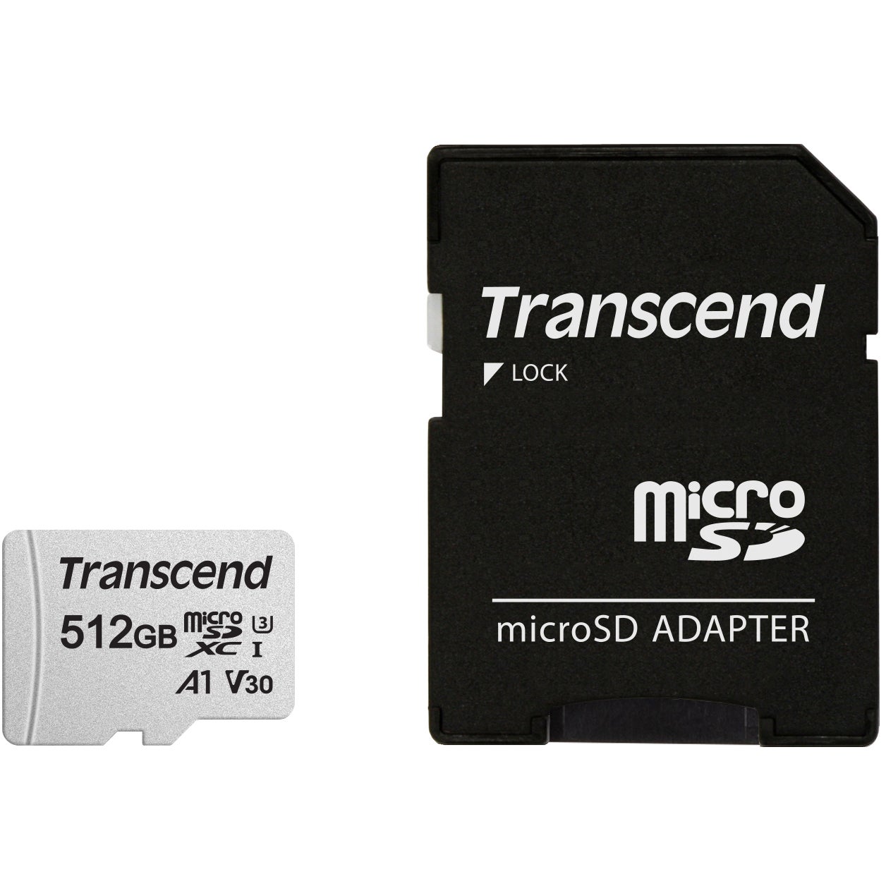 Transcend USD300S-A microSDXC I kaart U3, V30, A1 512 GB met adapter