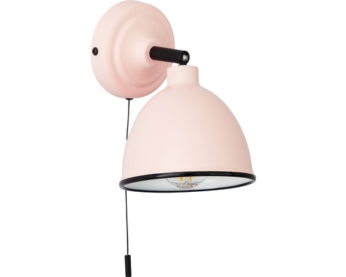 Wandlamp, 1-lichts, H 12,5 cm, Telio roze met trekschakelaar