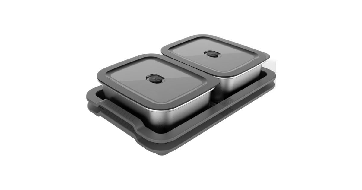 WeberWorks-voorbereidings- en serveerset container  (Roestvrij staal/grijs, 2 roestvrijstalen vershoudbakjes, 2 dienbladen, 1,8 liter per bakje)