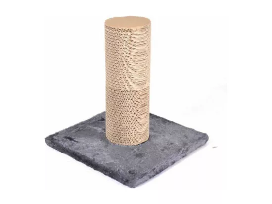 Griffoir en carton avec 1 recharge pour chat - Gris - H 32 x L 30 x l 30 cm
