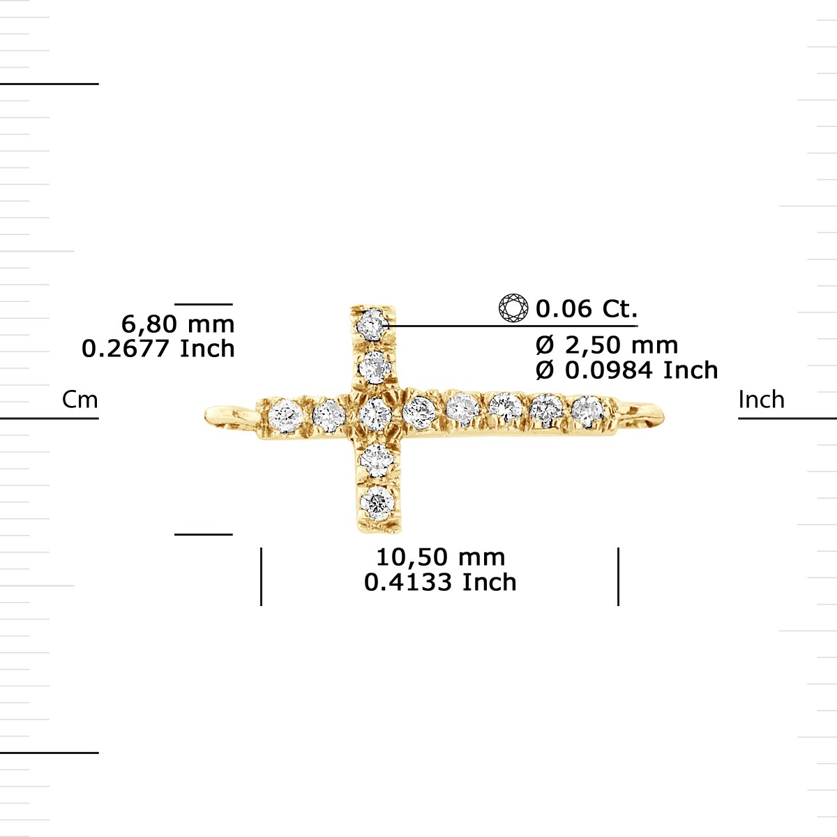 Bracelet CROIX Diamants 0,15 Cts Or Jaune