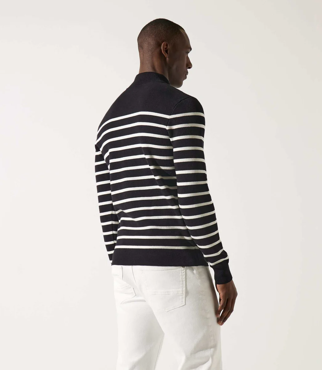 Pull col montant boutonné noir