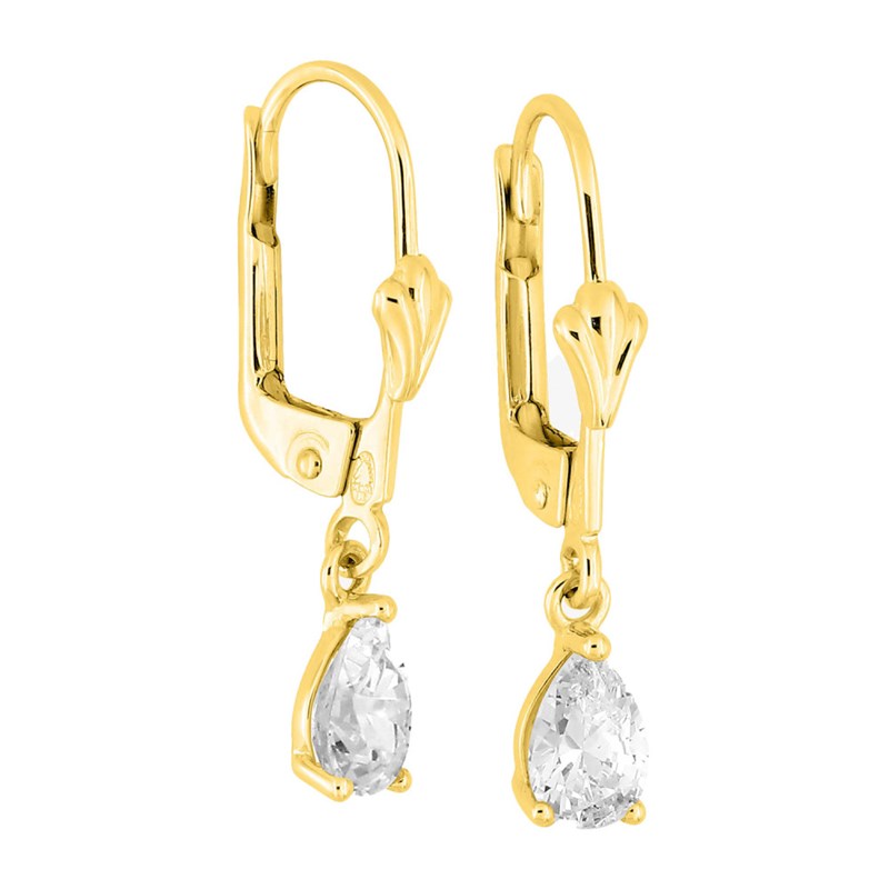 Boucles d'oreilles femme pendantes - Oxyde de zirconium - Or 18 Carats