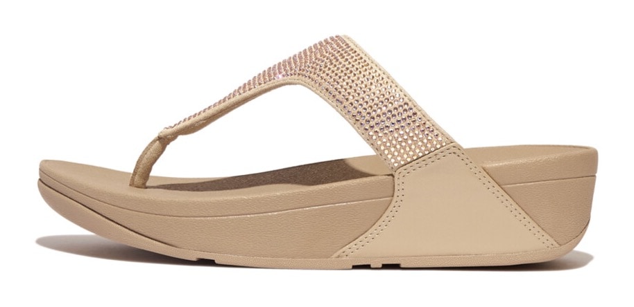 Fitflop Dianette »LULU CRYSTAL EMBELLISHED TOE-POST SANDALS - HOTFIX«  , Keilabsatz, Sommerschuh, Zehentrenner mit weichem Zehensteg