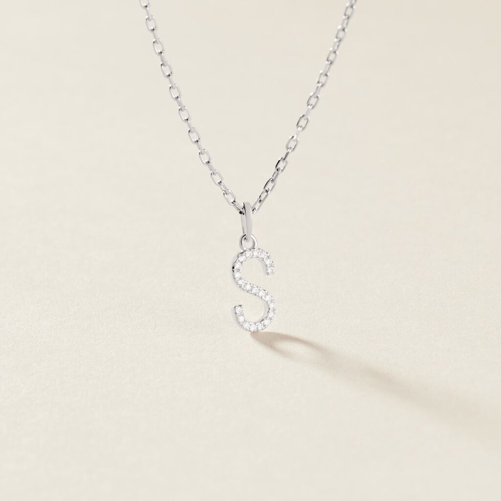 Pendentif Klementine Or Blanc Oxyde De Zirconium