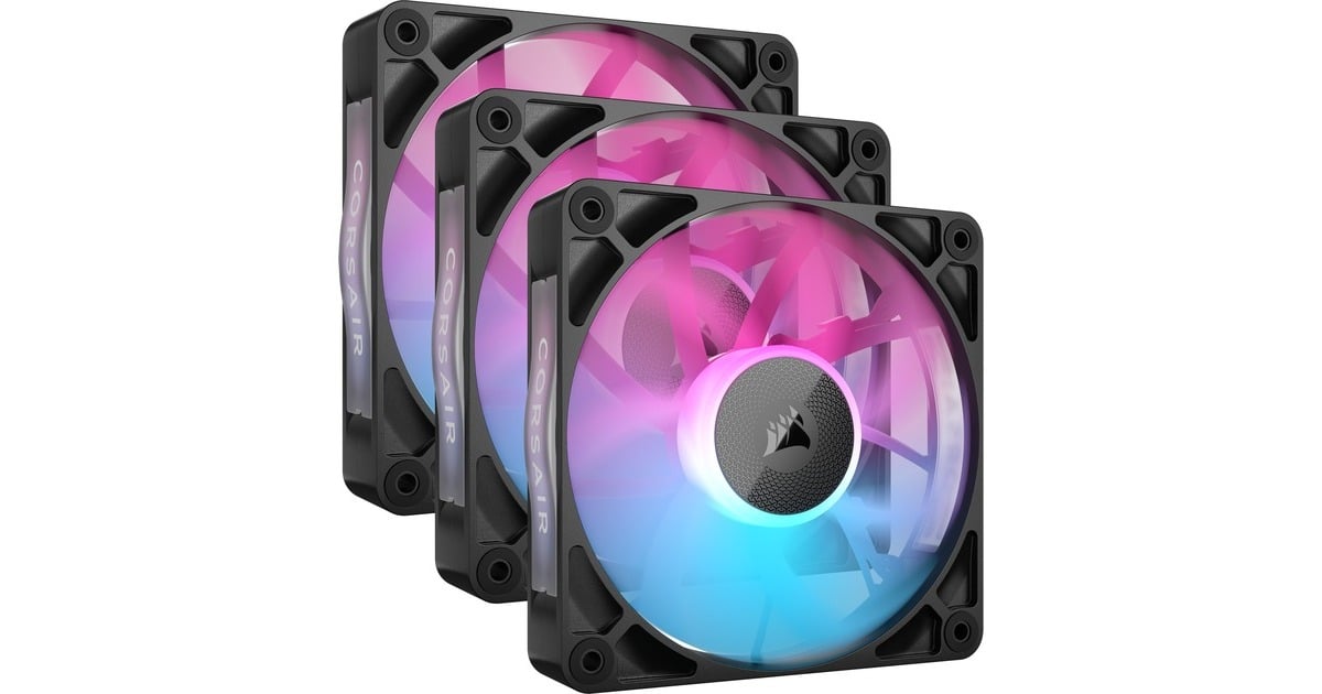 CorsairiCUE LINK RX120 RGB Starterskit case fans  (Zwart, 3 stuks, 120 x 120 x 25 mm, PWM)