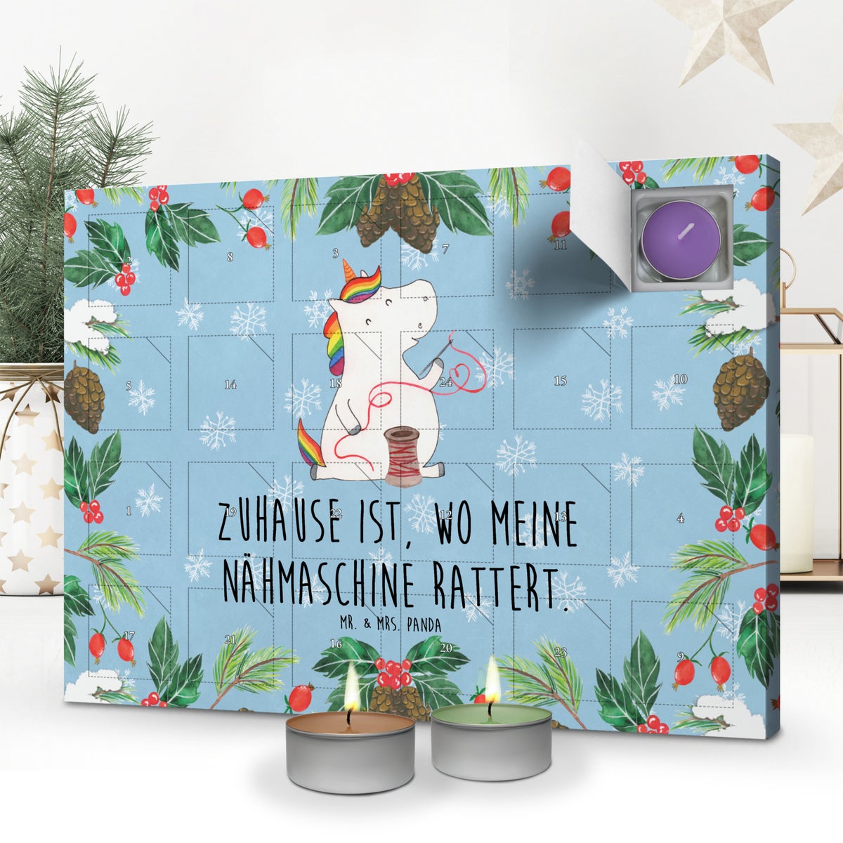 Mr. & Mrs. Panda Geurkaars Adventskalender Eenhoorn Naaister - Pastelblauw