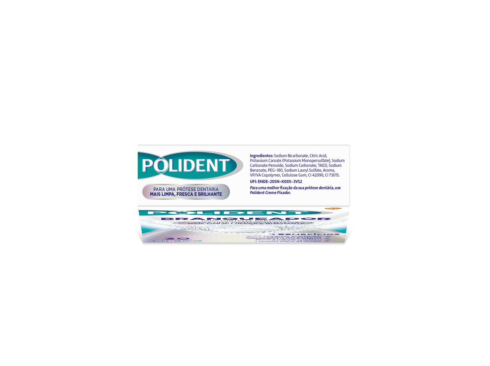 PASTILHAS LIMPEZA PRÓTESE BRANQUEADORA POLIDENT 30UNDS
