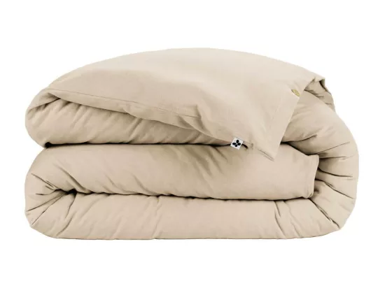 HEDDA - Housse de Couette 260x240cm Flanelle de Coton Coloris Sable