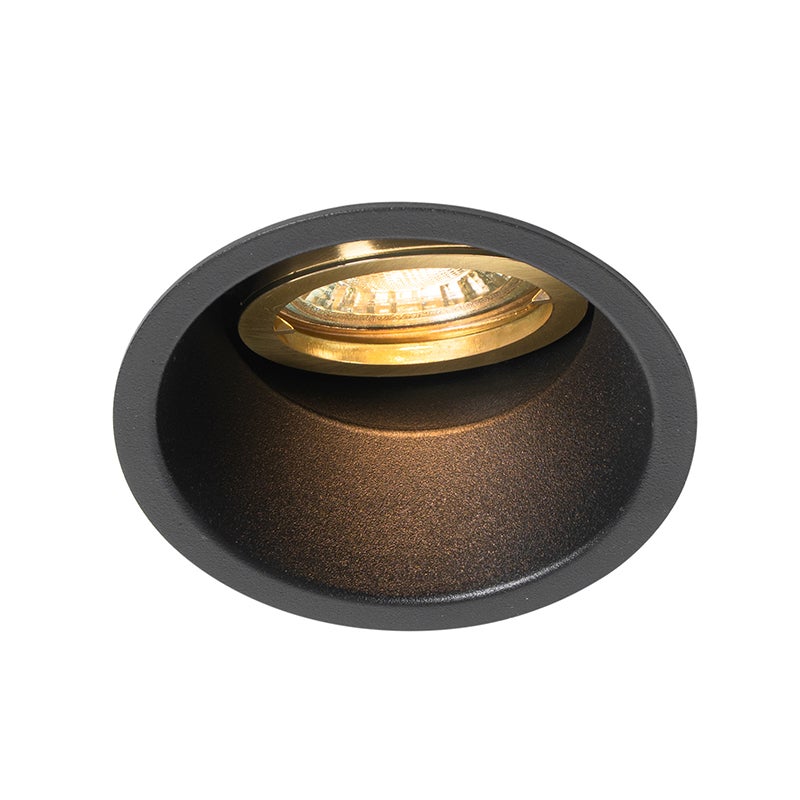 Inbouwspot, zwart met goud, draai- en zwenkbaar - aluminium