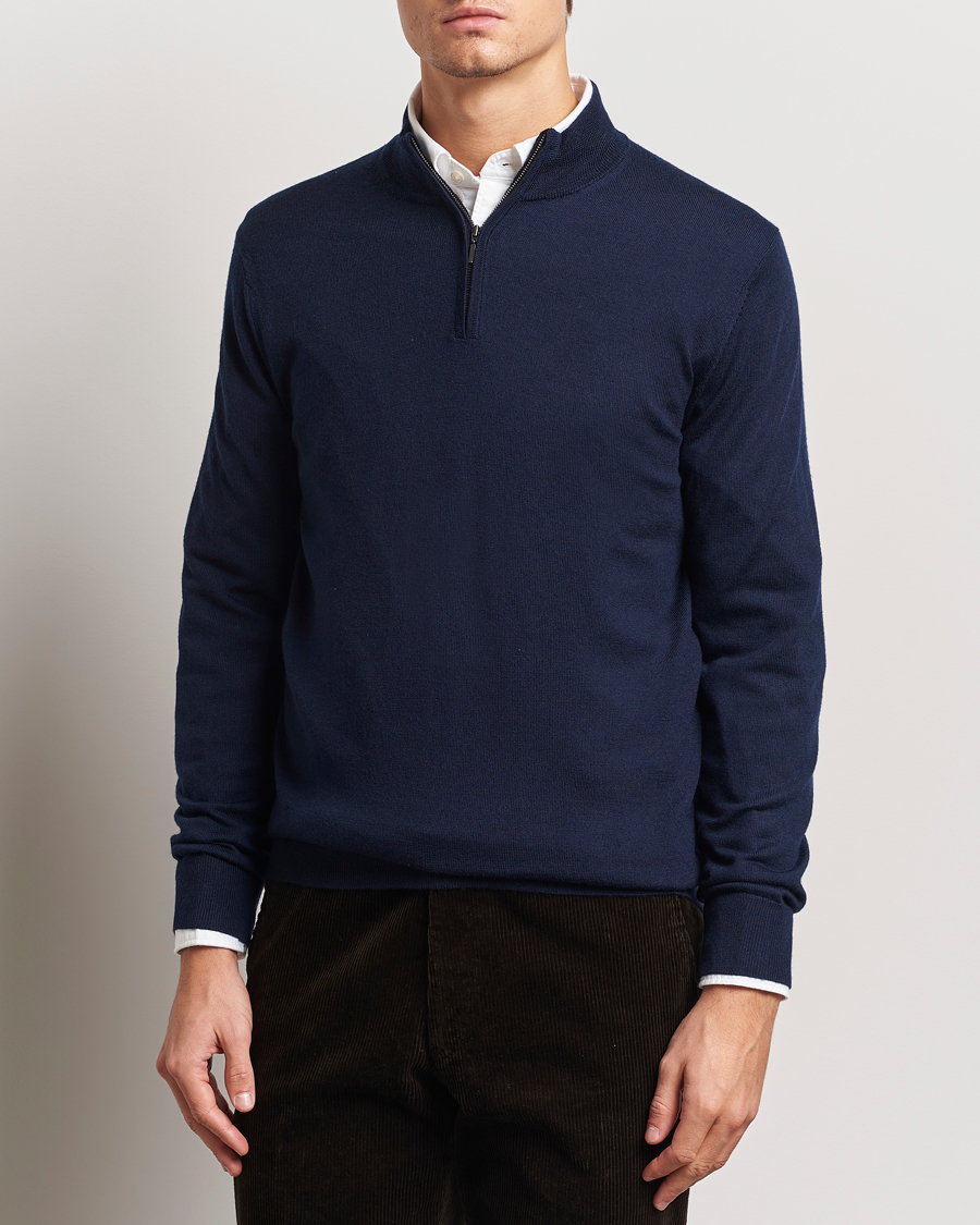 Charles Tyrwhitt Pure Merino Zip Neck Jumper Navy