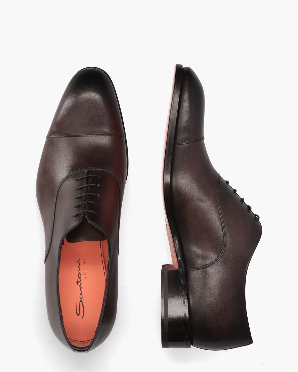 Santoni 12474 Donkerbruin Heren Veterschoenen