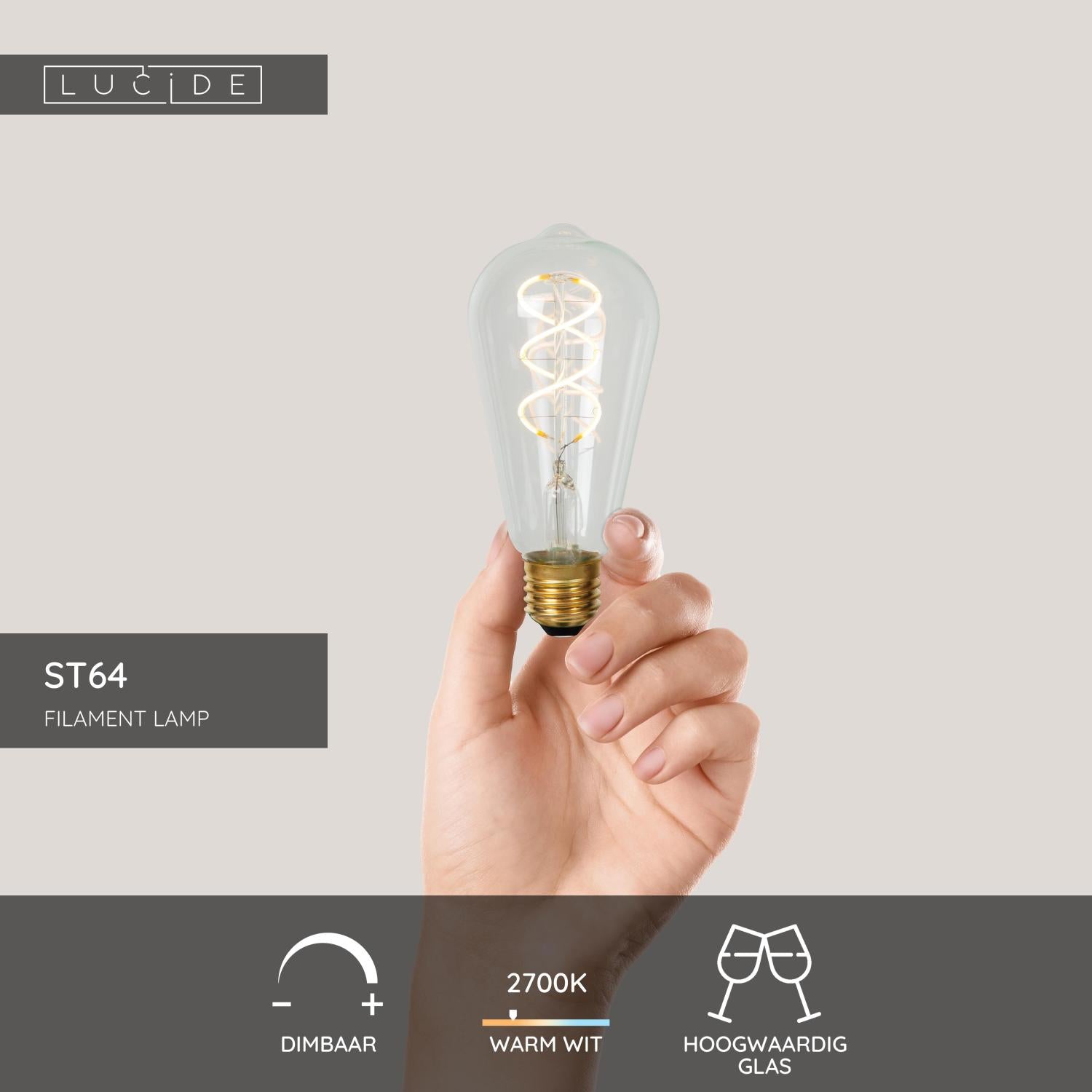 Lucide ST64 Filament lamp - Transparant (set van 2)