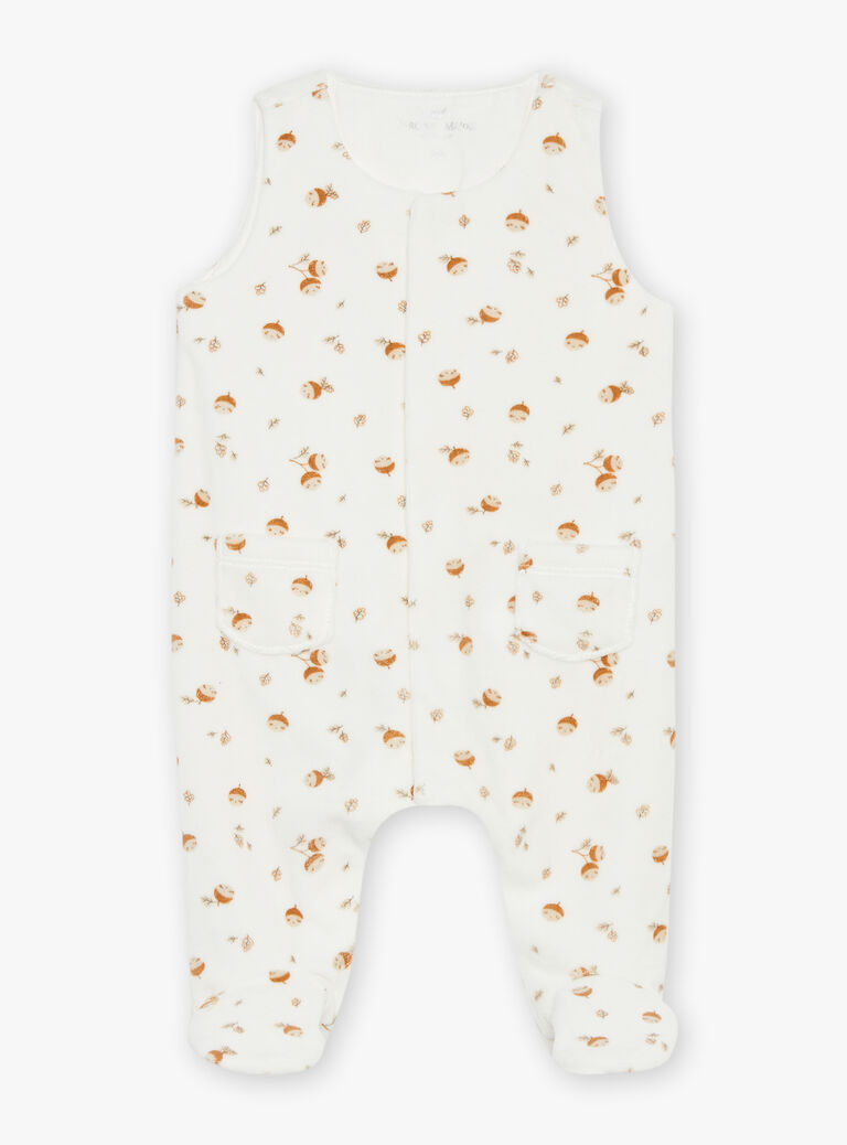 Grenouillère et gilet écrus en velours en coton biologique et polyester recyclé