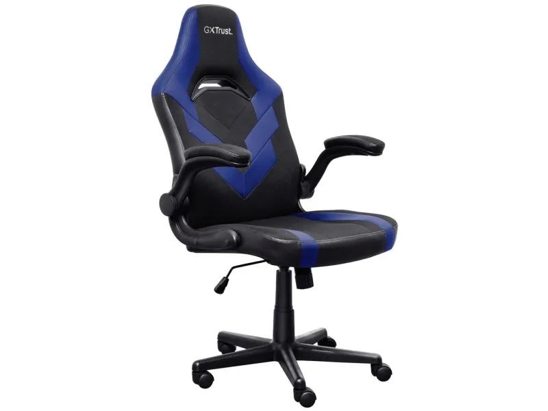 Trust GXT 703B RIYE - Spillestol - armstøtter - L-formet - vippe - drejeled - syntetisk læder, elastisk stof - blå