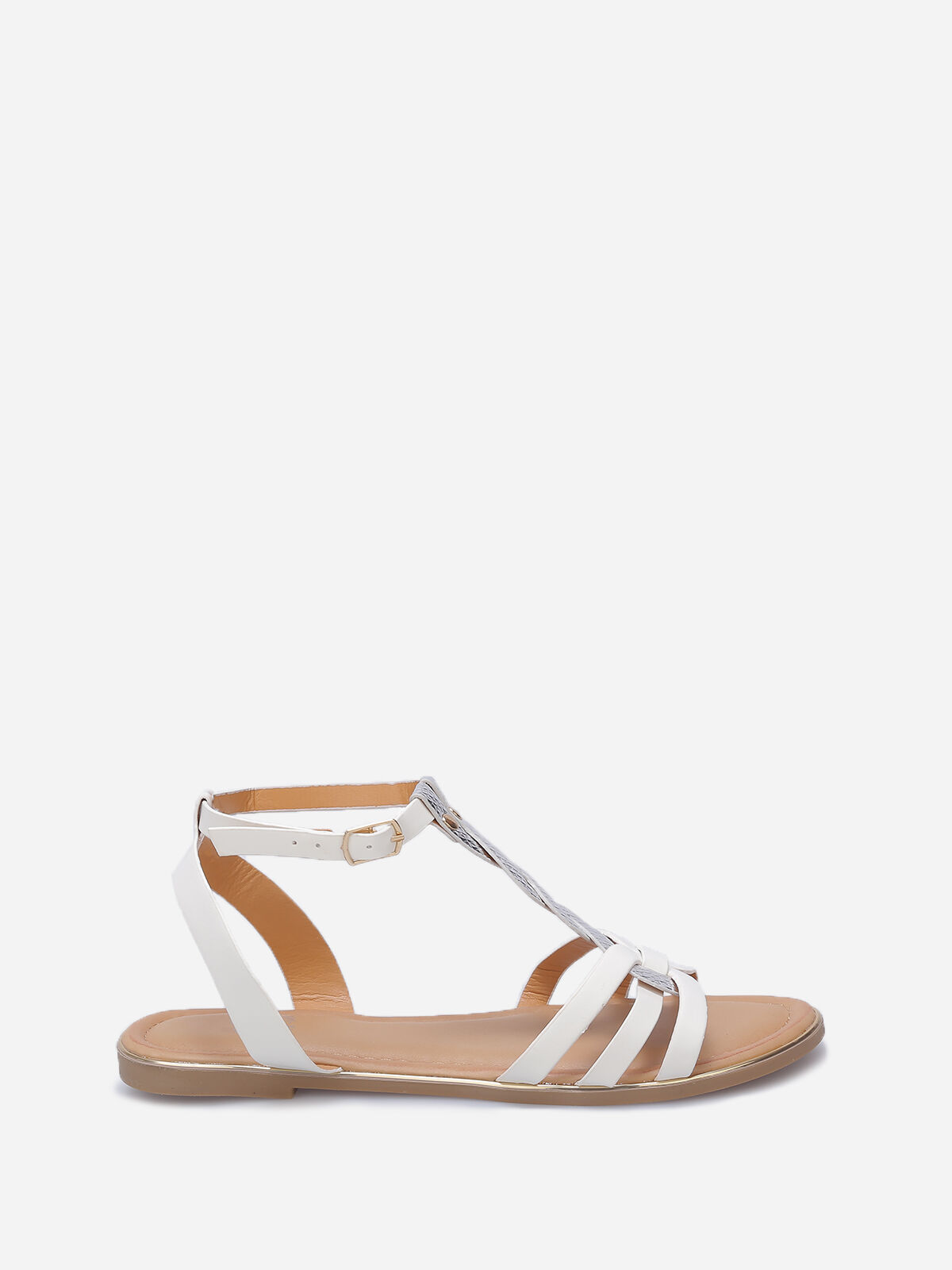 Nu-pieds à brides tressées style écailles- Blanc