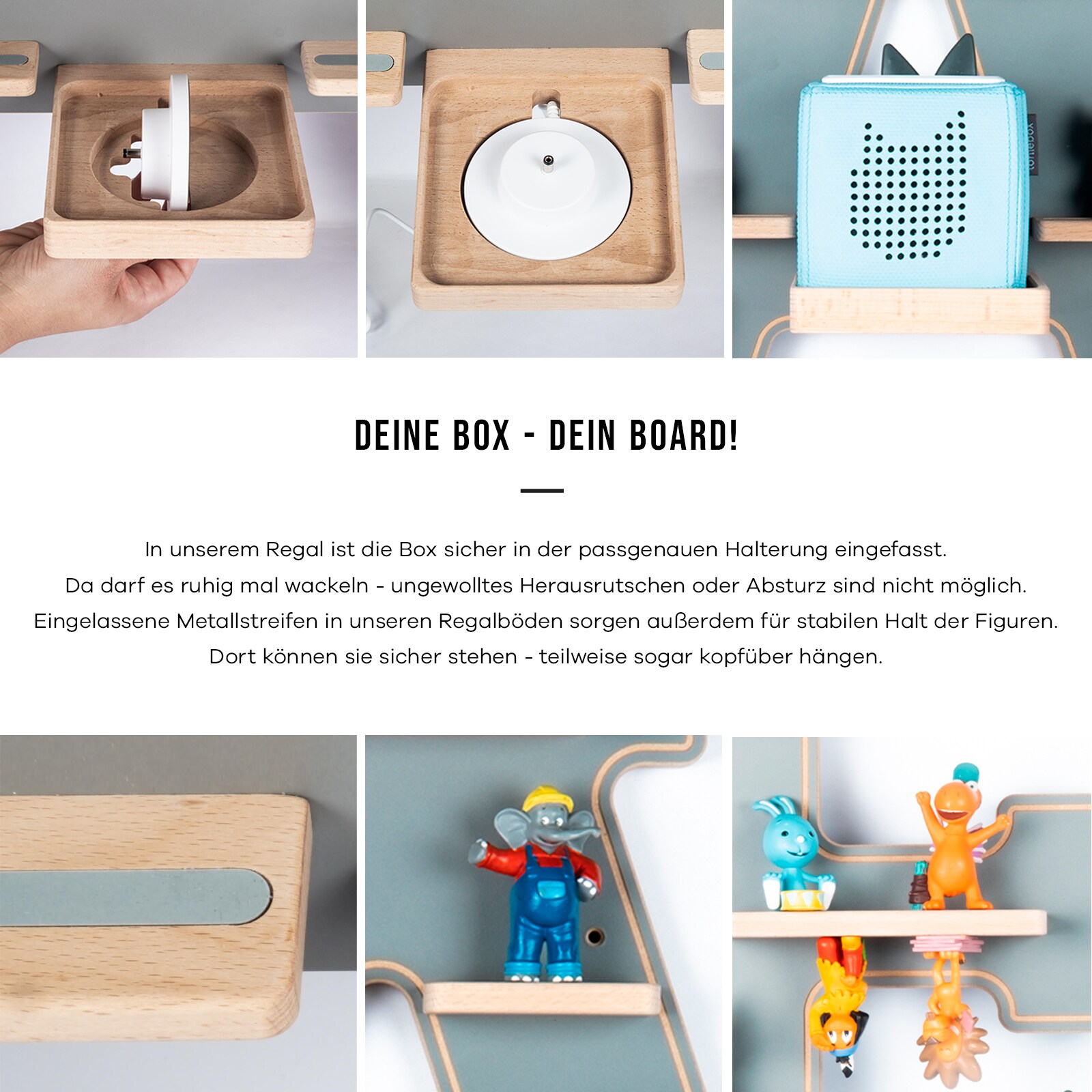 BOARTI Holz Heißluftballon Set Kinder Regal Toniebox Figuren Wandregal Tonies