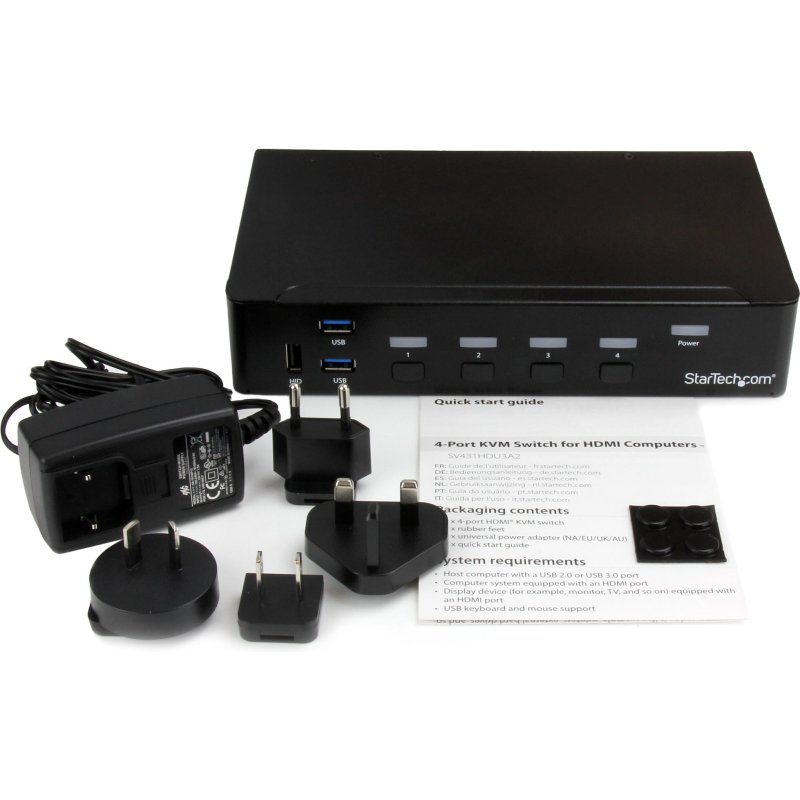 StarTech.com Switch KVM USB HDMI à 4 ports avec hub USB 3.0 intégré - 1080p