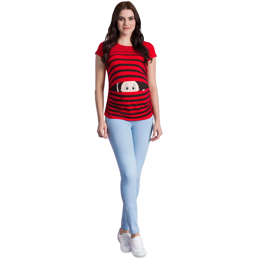 M.M.C. Umstandsshirt Guck Guck mit Motiv Rot