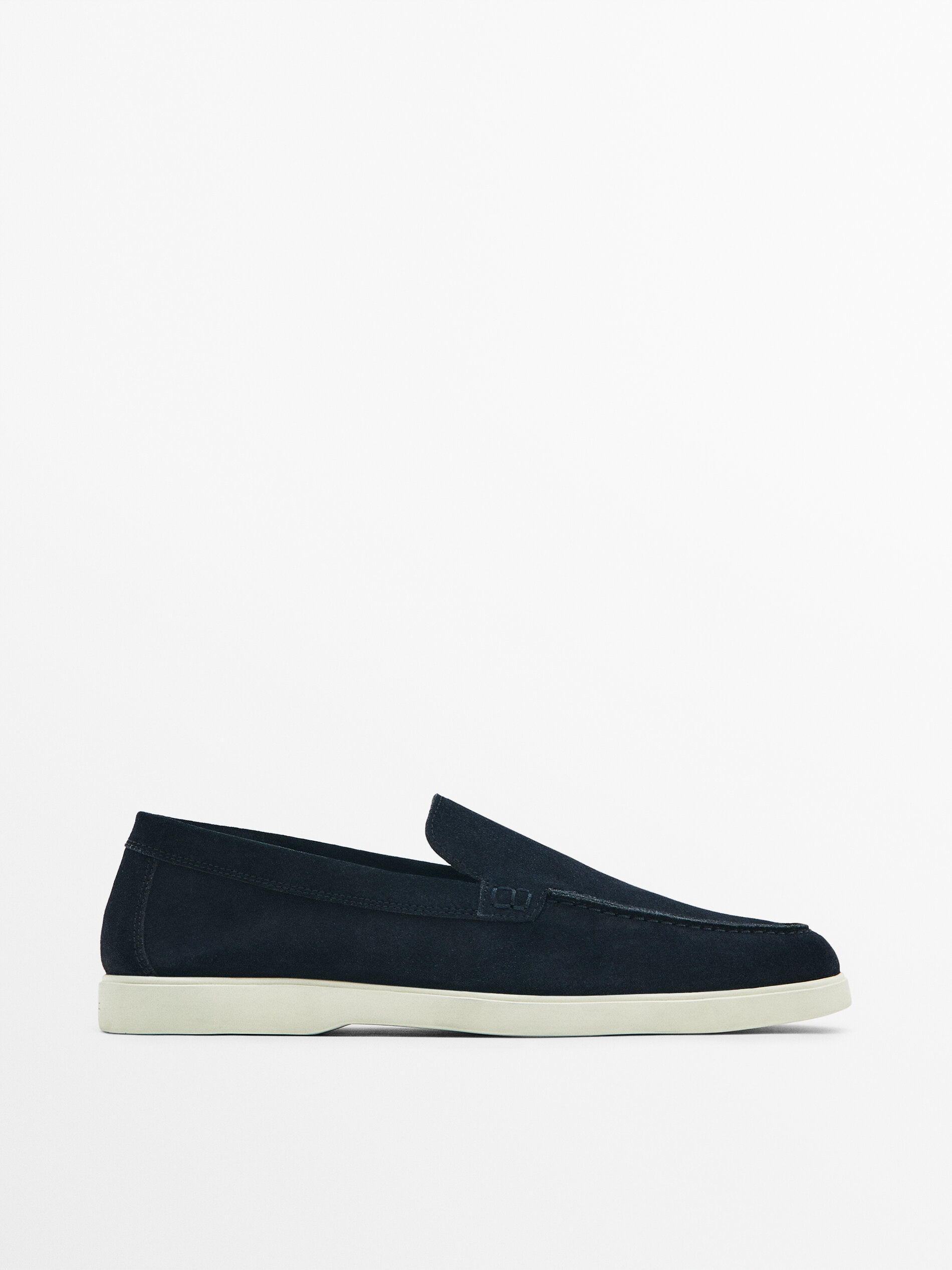 Mocasín piel serraje - AZUL