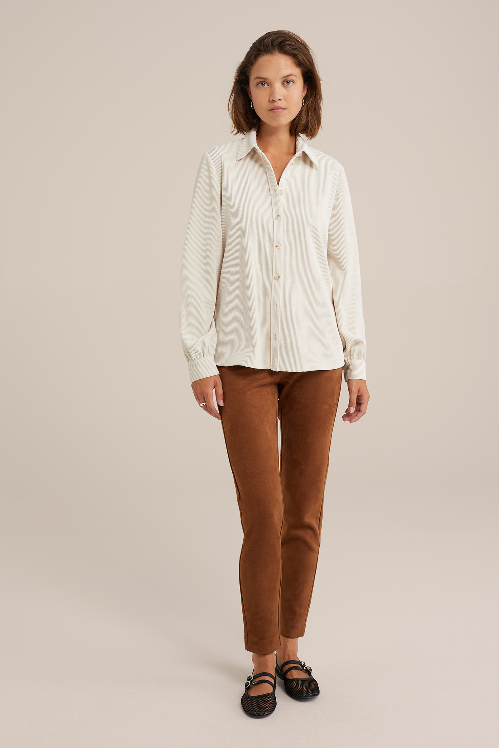 suède broek WE Fashion Lichtbruin