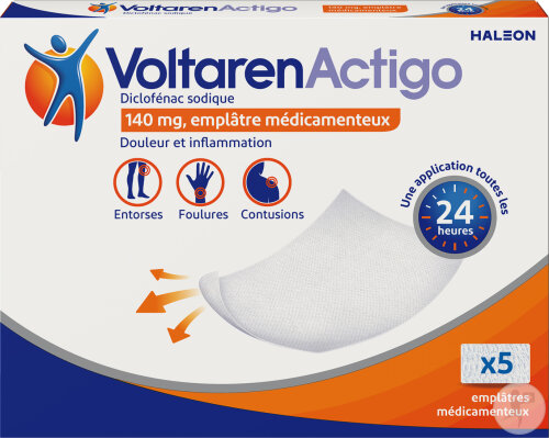 VoltarenActigo 140mg Emplâtre Médicamenteux 5 Pièces