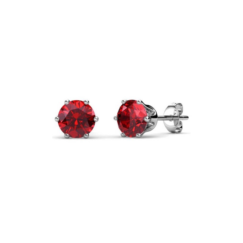 Boucles d'oreilles Birth Stone Juillet - Argenté et Rouge