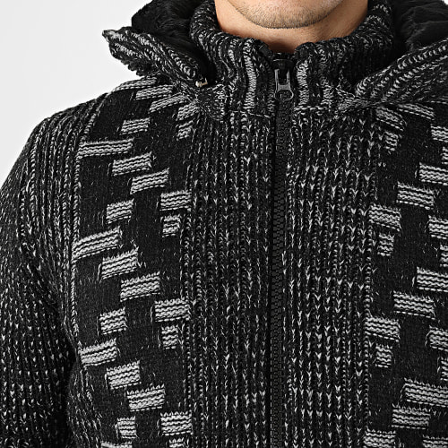 Gilet Zippé Capuche 3004 Noir Gris Clair