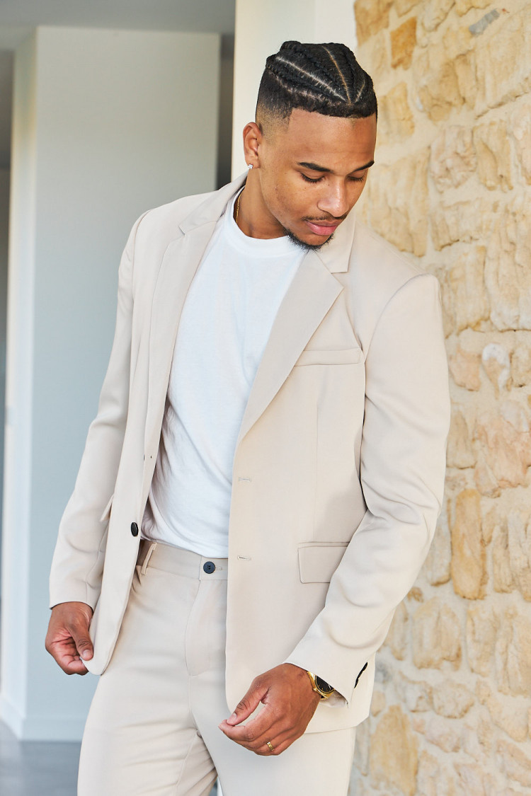 Costume 2 pièces blazer + pantalon beige