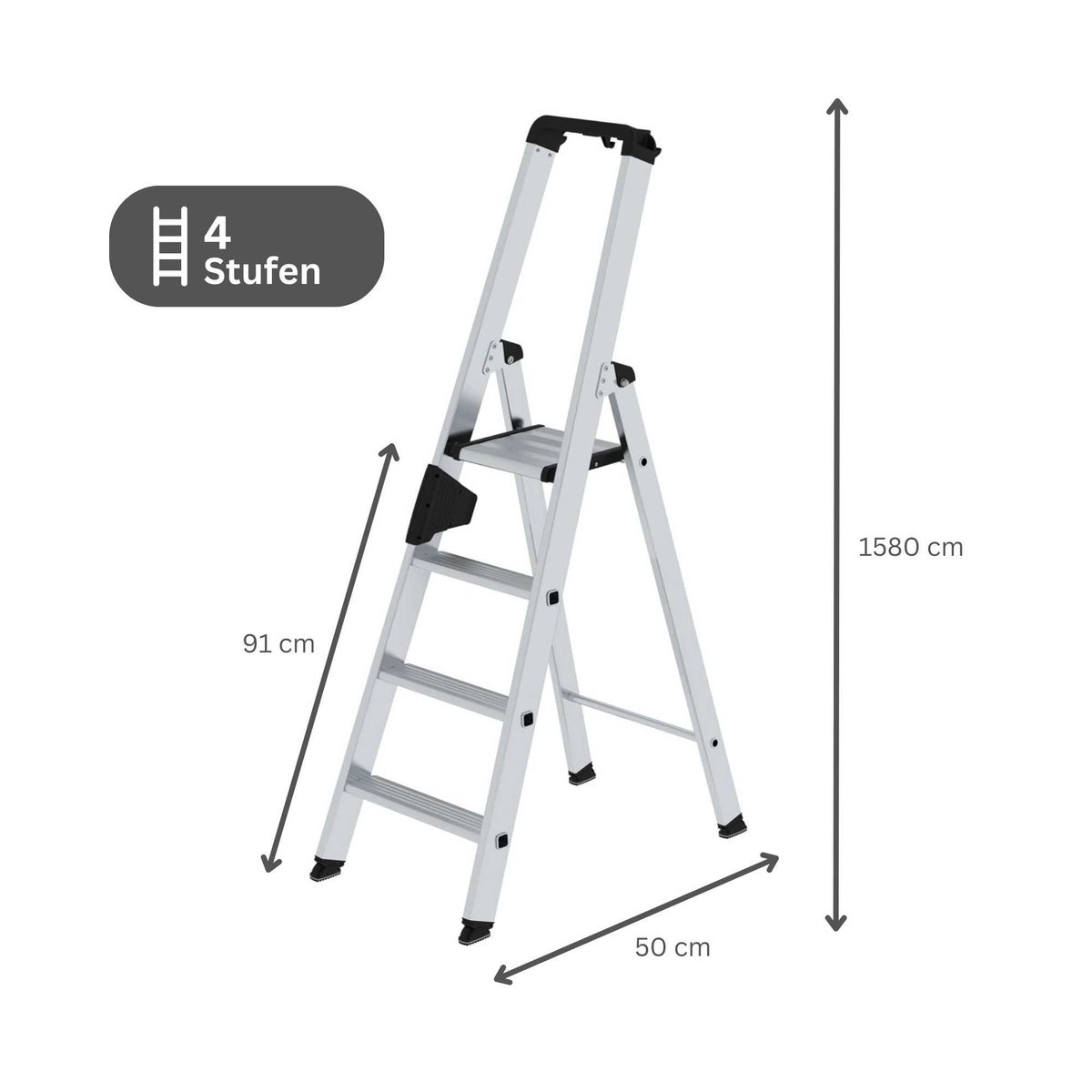 PROREGAL Trapladder, eenzijdige toegang, 4 treden