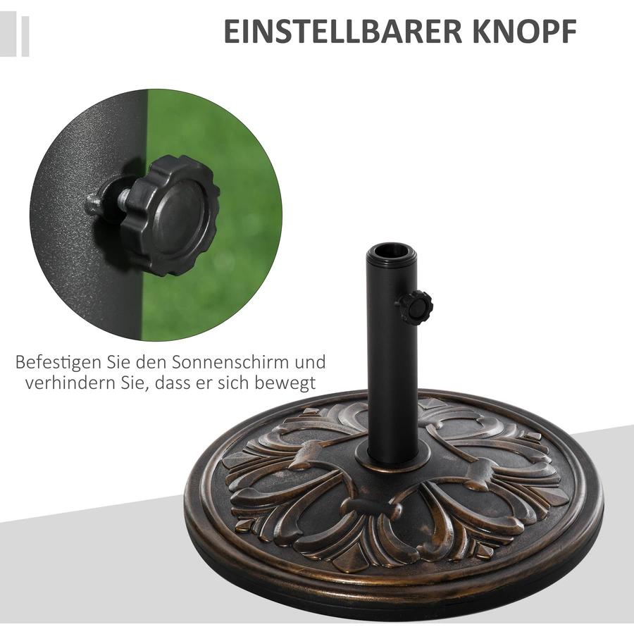 Outsunny Sonnenschirmständer mit 3 Adapterhülsen bronze