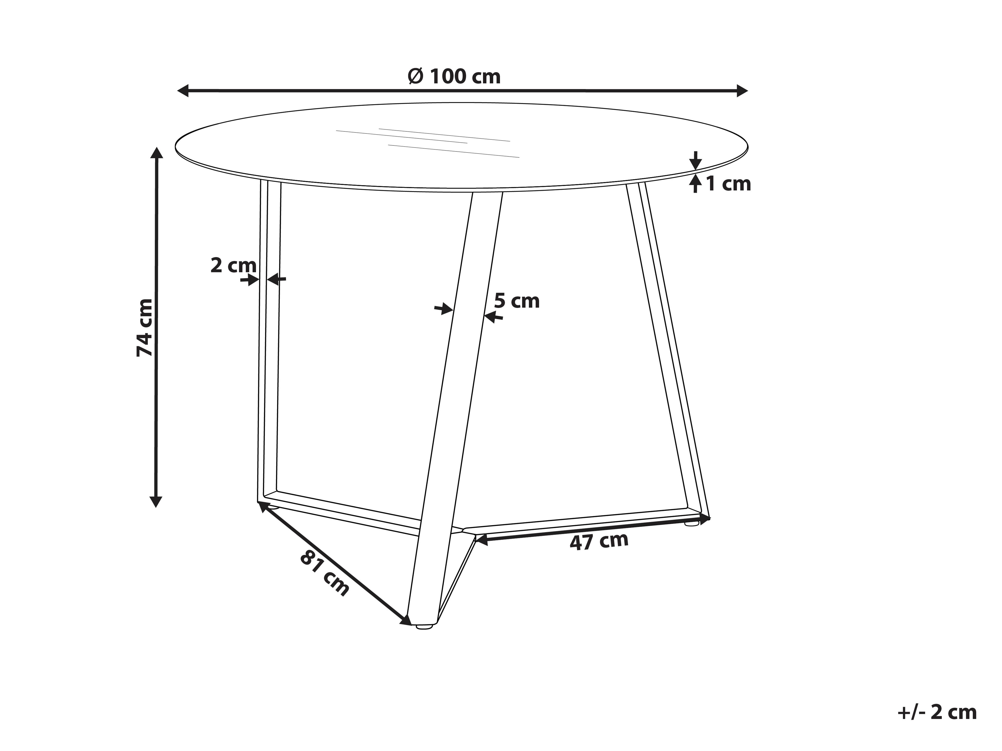 Eettafel KEBRI Zwart 100 cm Veiligheidsglas 100 cm