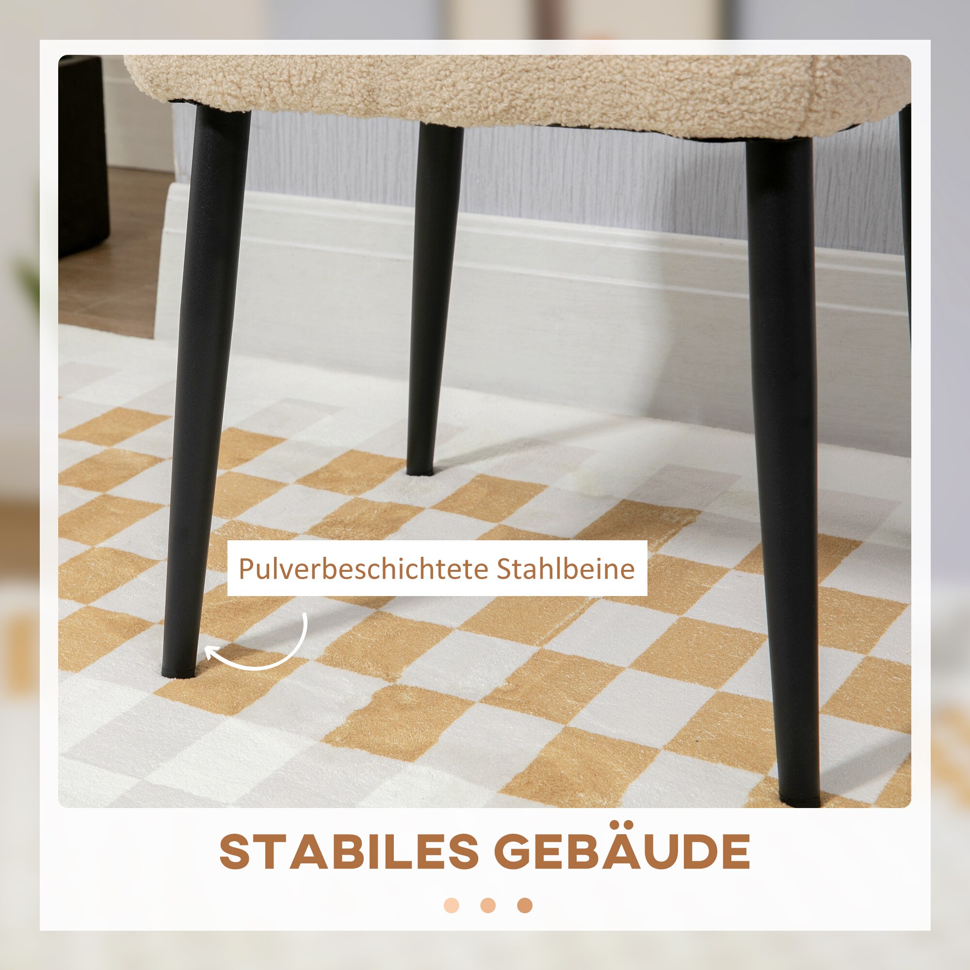 HOMCOM Fußhocker mit Stahlbeine beige 42L x 42B x 47H cm